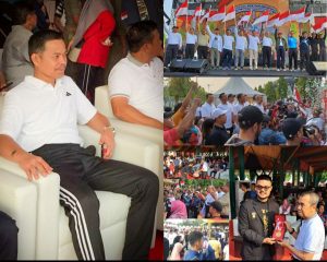 Asisten Pidana Militer Kejaksaan Tinggi Riau Mengikuti Kegiatan Gerak Jalan Santai Sekaligus Penyerahan Bendera Merah Putih