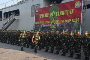 Prajurit Satgas Yonif 132/Bima Sakti Kembali Dari Tugas Operasi, Disambut Danrem 031/Wira Bima