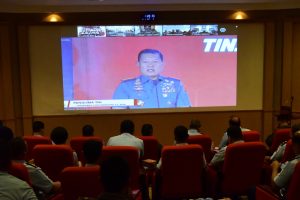 Danlanud Roesmin Nurjadin Ikuti Vicon Seminar Nasional Dalam Rangka HUT Ke-78 TNI