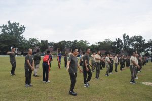 Peringati HUT Ke 78 TNI Tahun 2023 Korem 031/WB Gelar Olahraga Bersama SKJ 88