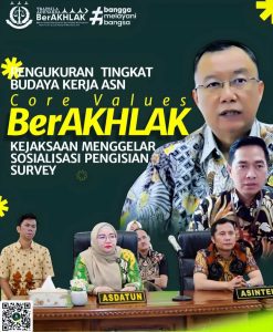 Asintel dan Asdatun Kejati Riau mengikuti kegiatan Sosialisasi Pelaksanaan Pengisian Survey Core Values Berakhlak ASN BerAKHLAK & Employee Engagement Tahun 2023 secara virtual