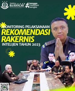 Kasi A, Kasi E dan Kasi Penkum bidang Intelijen Kejati Riau mengikuti kegiatan Monitoring Pelaksanaan Rekomendasi Rakernis Intelijen Tahun 2023