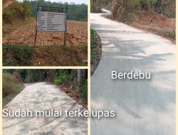 Baru seumur jagung pembangunan jalan JUT Di kp Cijalid sudah mulai terkelupas/mulai rusak.