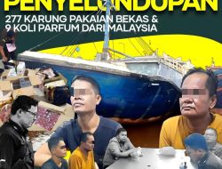 Kejati Riau dan Kejari Dumai Menerima Penyerahan Tersangka  dan Barang Bukti Penyelundupan 277 karung pakaian Bekas Dari Malaysia