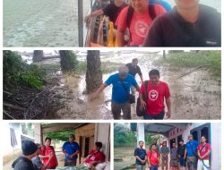 Petakan Wilayah Rawan Banjir, Subdit Politik Direktorat Intelijen Polda Riau Berjibaku Dengan Derasnya Hujan di Kec. Rokan IV Koto Kab. Rohul