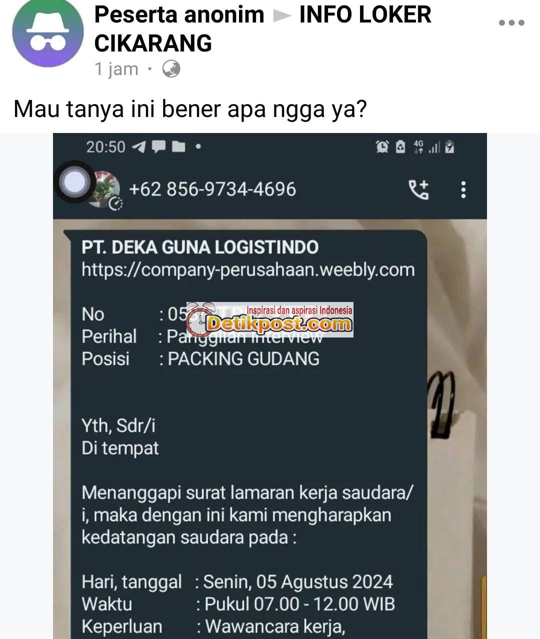 PT Deka Guna Logistindo Penipuan Bukan? Ini Pengalaman Netizen