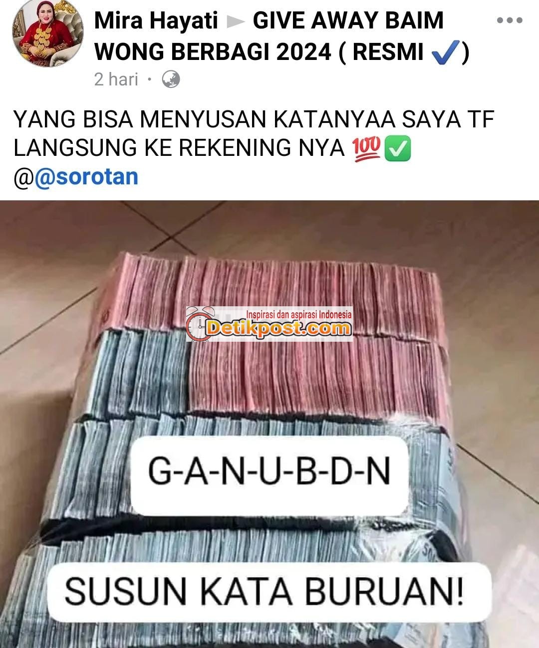 Perbedaan Giveaway Mira Hayati Penipuan dan Yang Asli
