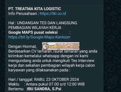 PT Treatma Kita Logistik Ternyata Penipuan, Hati-hati