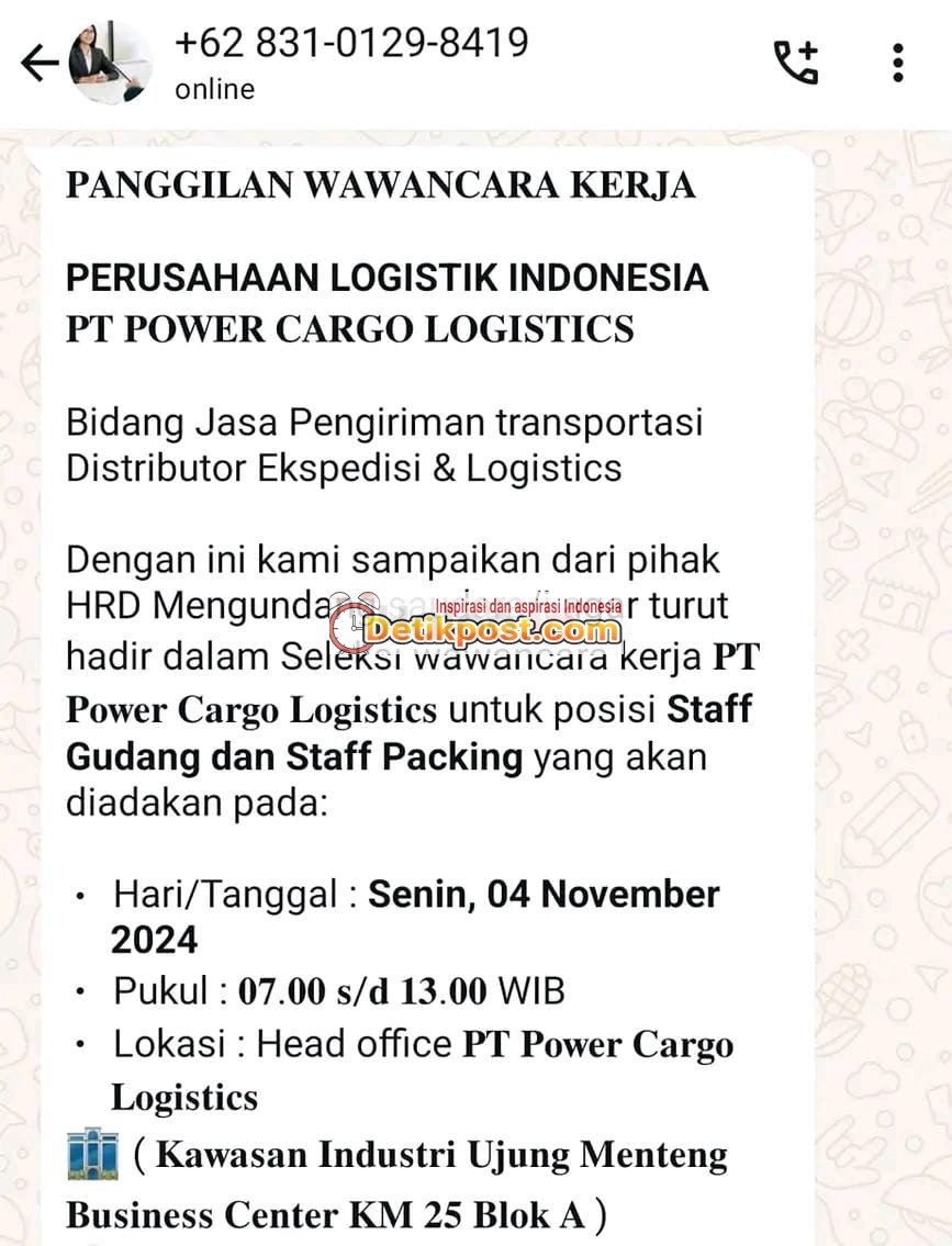 Interview di PT Power Cargo Logistics Penipuan? Review