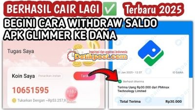 Cara Tarik Saldo Glimmer Apk ke Dana Cari 140Ribu