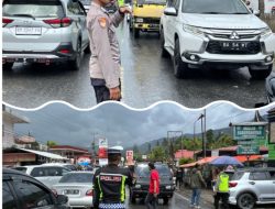 Personil Polres Solok Siap Siaga Atasi Kemacetan Lalu Lintas Pada Hari ke-5 Lebaran