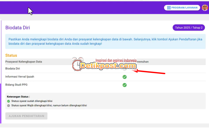 Solusi Biodata Diri Belum Ceklis Hijau di PPG Bagi Guru Tertentu Tahap 2