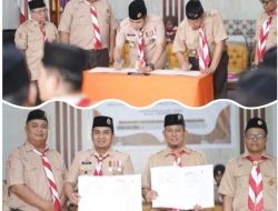 Walikota Solok Kukuhkan Pengurus Saka Adhyasta Pemilu dan Penandatanganan MoU Bawaslu dengan Kwarcab