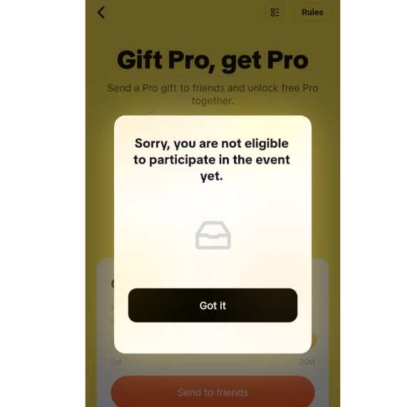Arti You Are Not Eligible to Participate in the Event Yet di CapCut