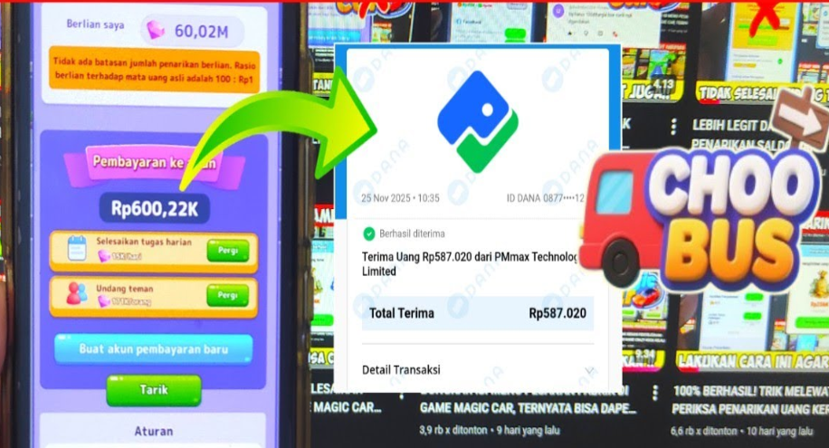 Berhasil! Cara Narik Saldo 600Rb Saldo DANA di Game Choo Bus Tanpa Penggandaan!