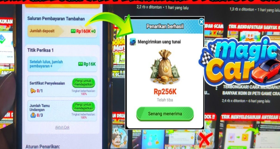 Trik Melewati 10 Titik Periksa Penarikan Uang Kertas Hijau Di Magic Car 100% Berhasil!