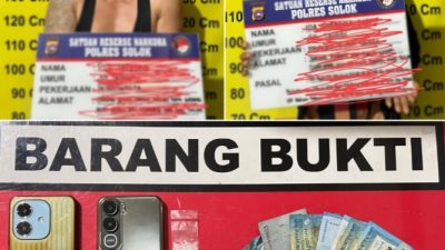 Satresnarkoba Polres Solok Amankan Dua Tersangka Kasus Narkotika Jenis Sabu