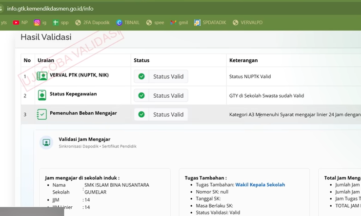 Cara Mengatasi Jam Mengajar & Tugas Tambahan Tidak Terbaca Di Info GTK Terbaru