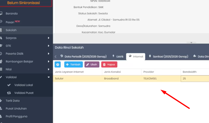 Cara Isi Data Internet di Aplikasi Dapodik 2026b Sampai Berhasil, Catat ini!