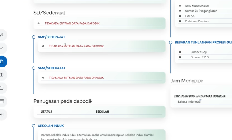 Solusi Info GTK, Riwayat Pendidikan Tidak Ada Entrian Data Pada Dapodik
