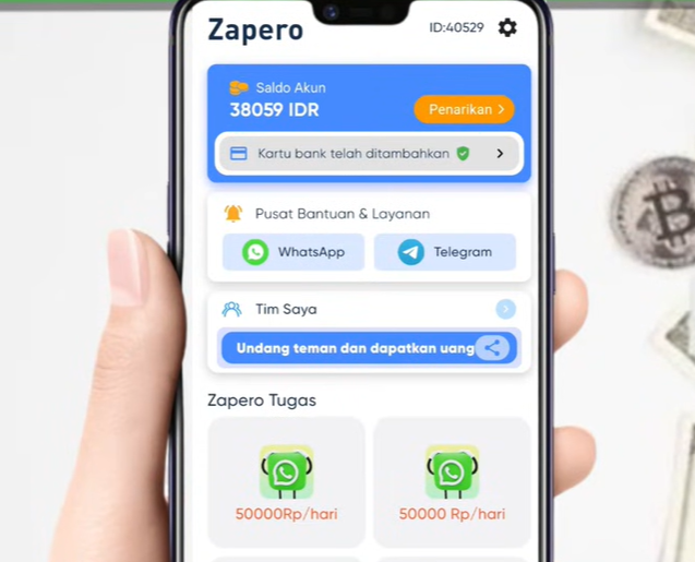 Aplikasi Zapero WhatsApp Penghasil Uang, Ini Cara Kerja dan Cara Tarik Saldo