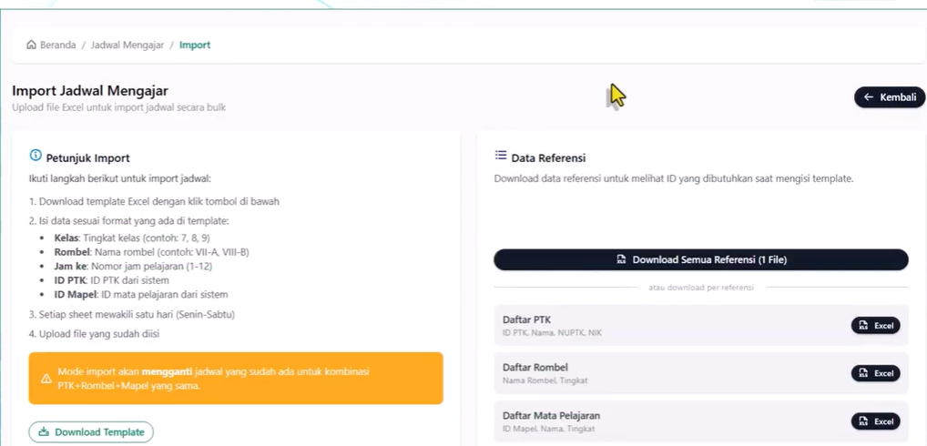 Cara Import Jadwal Mengajar di EMIS GTK IMP 2026 dengan Template Resmi